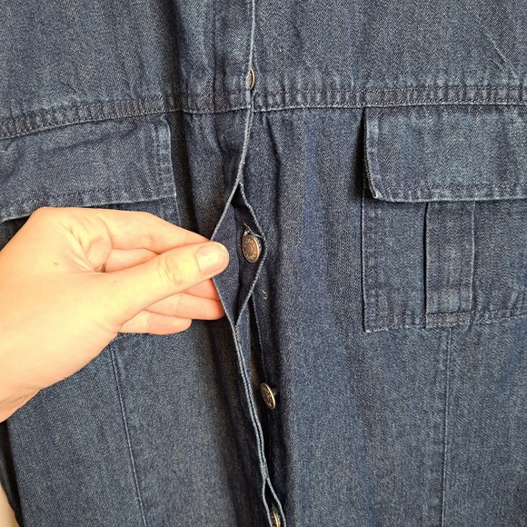 Vintage Boston Proper Button Up 3/4 Sleeve 90s Grunge Side Slits Maxi Dress S 16 - Picture 6 of 8